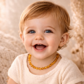 Collier d'ambre bébé baroque miel