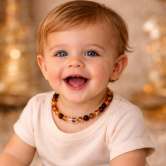 Collier d'ambre bébé baroque arc-en-ciel